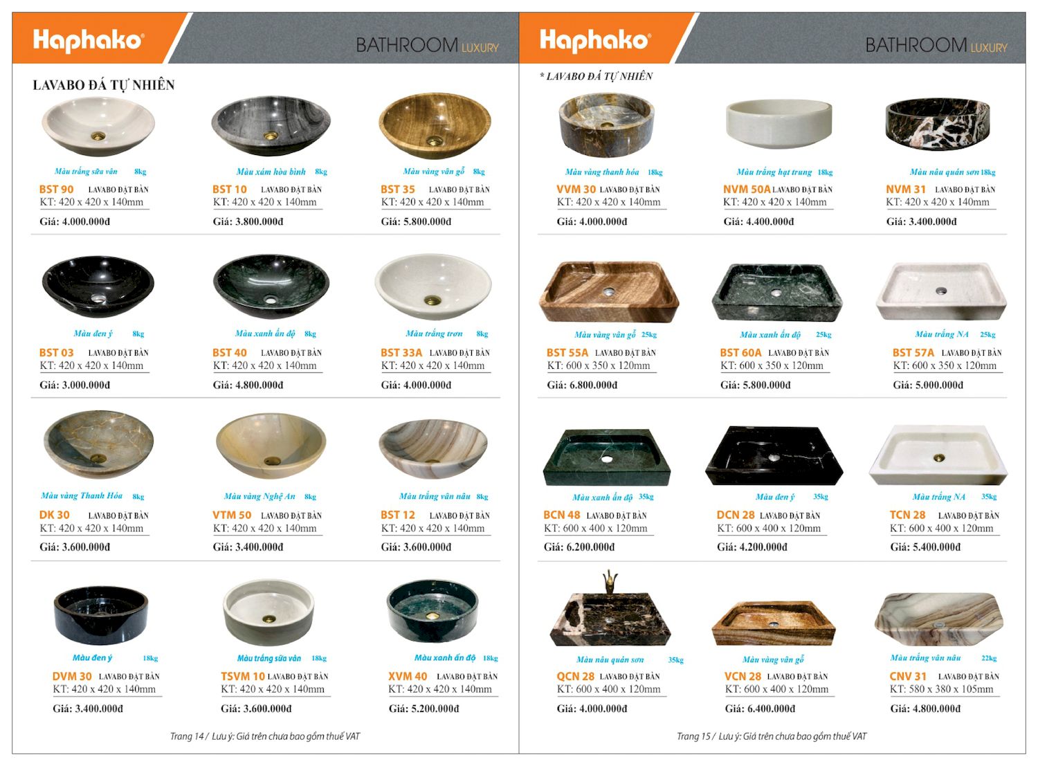 Thiết bị vệ sinh HAPHAKO Catalogue và Bảng giá mới nhất /Page 8